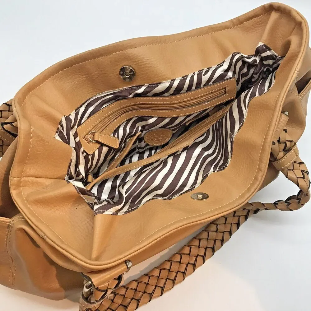 Dana Buchman Callie warm Kahki Classic Shoulder Tote Braided Double Handle Bag